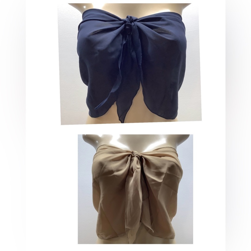 Zuliana dark blue & tan boob tube top. Made in USA. New With Tags